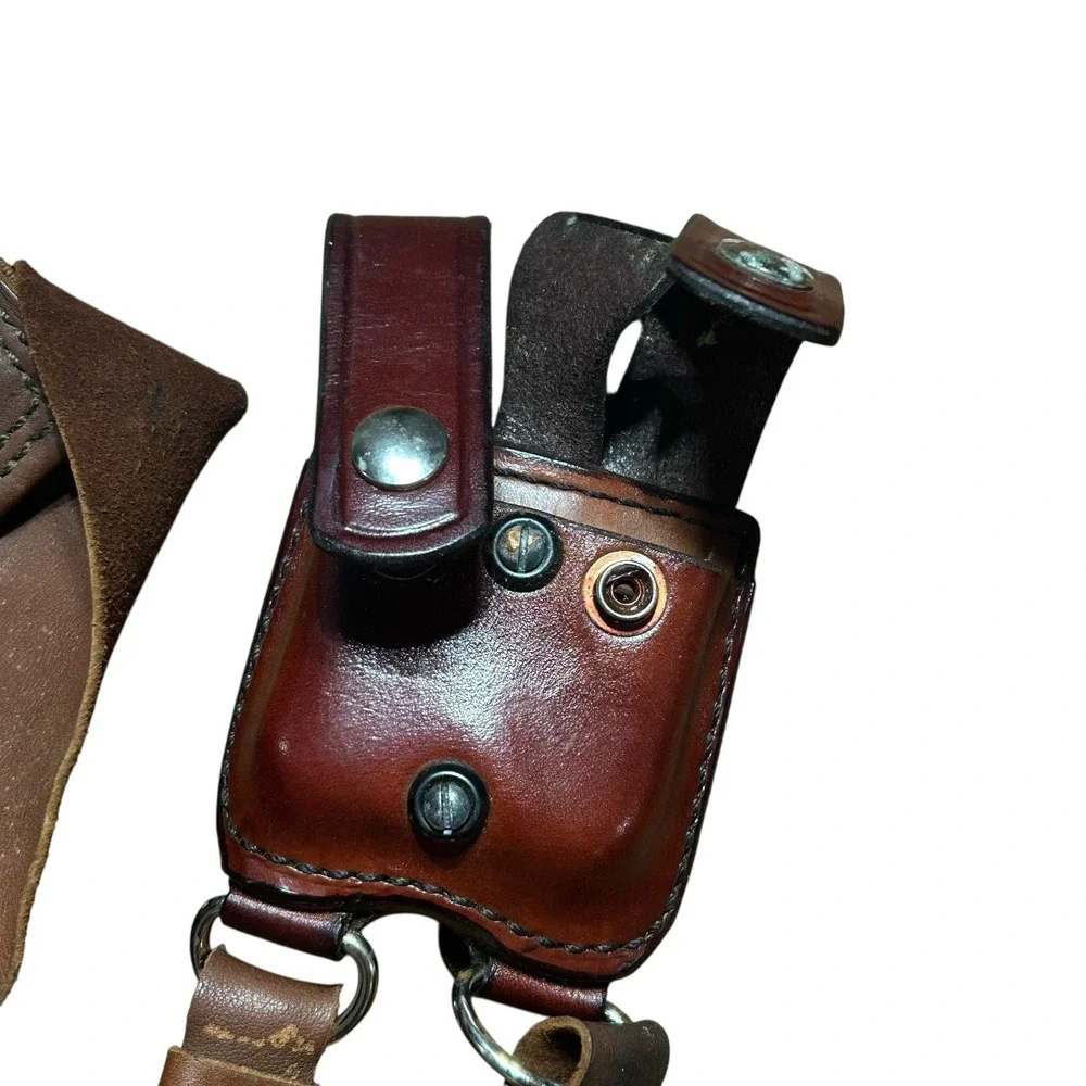 Don Hume Leather Holster Straps Belt‎ Holder Dbl Ammo Magazine Pouch
